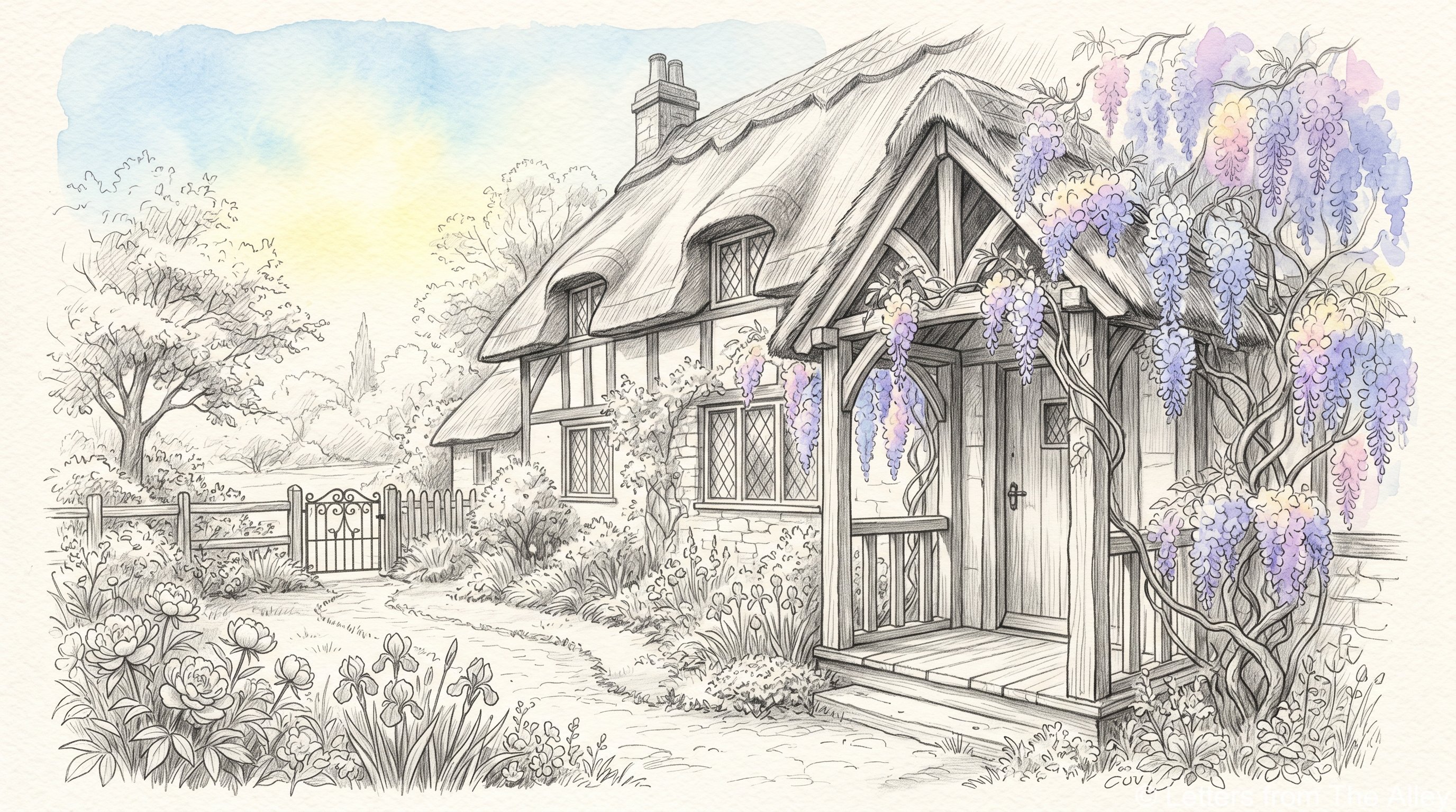 Thatched cottage in rural Hampshire, England