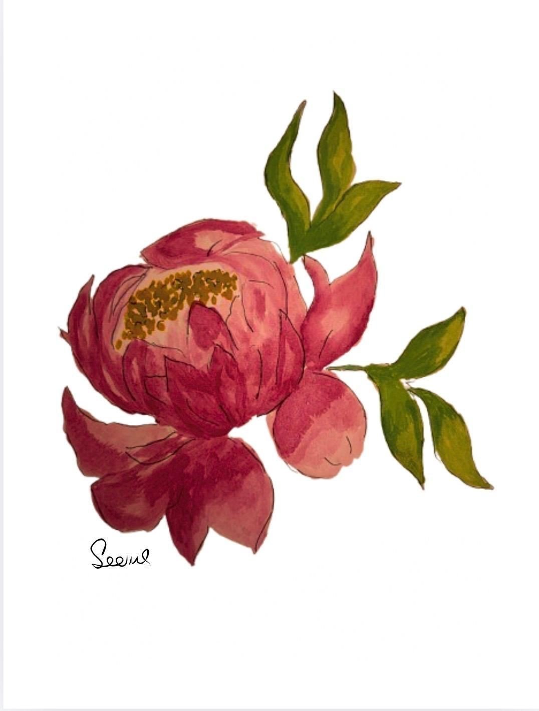 Beautiful august flowers and botanical art