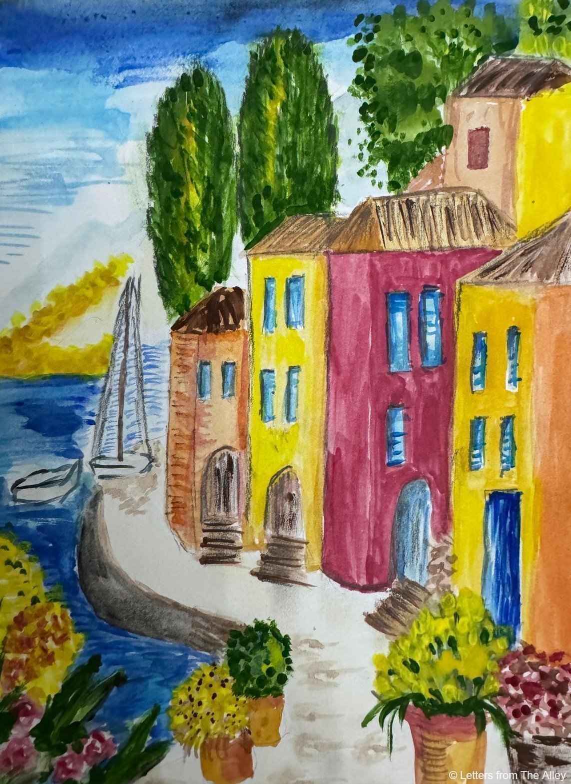 Artistic watercolor painting with soft colors